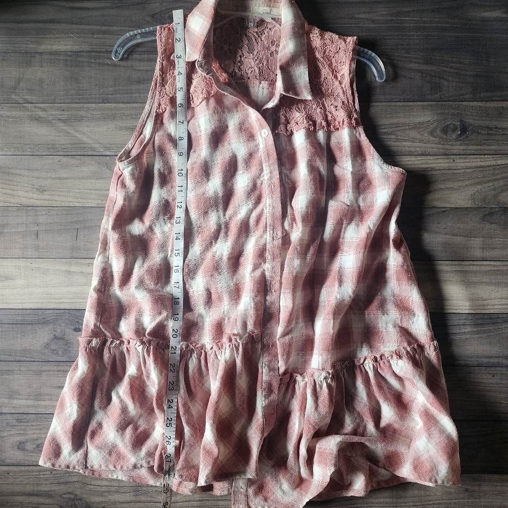 Easel Pink and White Plaid Sleeveless Top - Picture 8 of 8